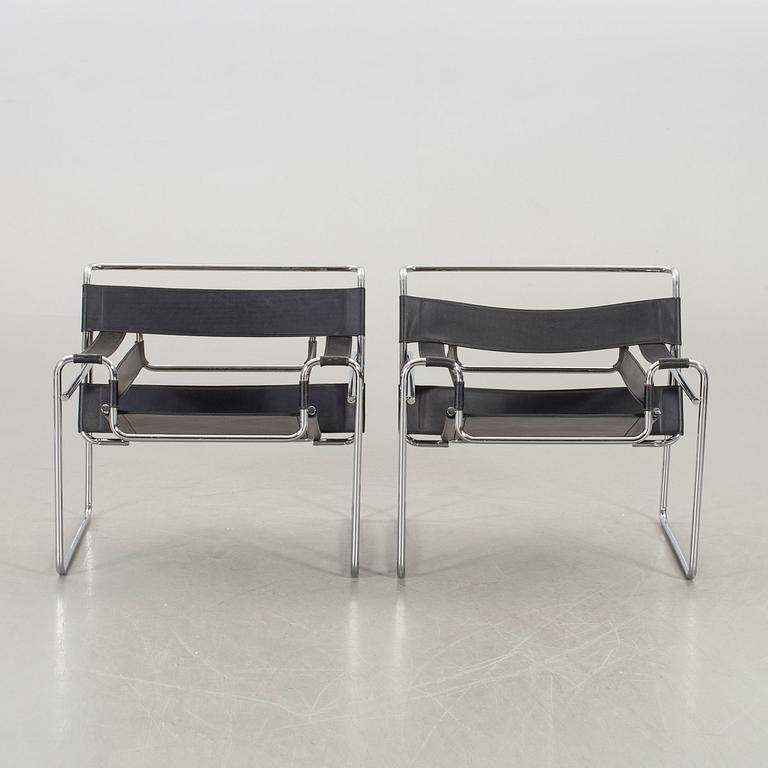 MARCEL BREUER, armchairs a pair of "Wassily", Knoll international 1980.