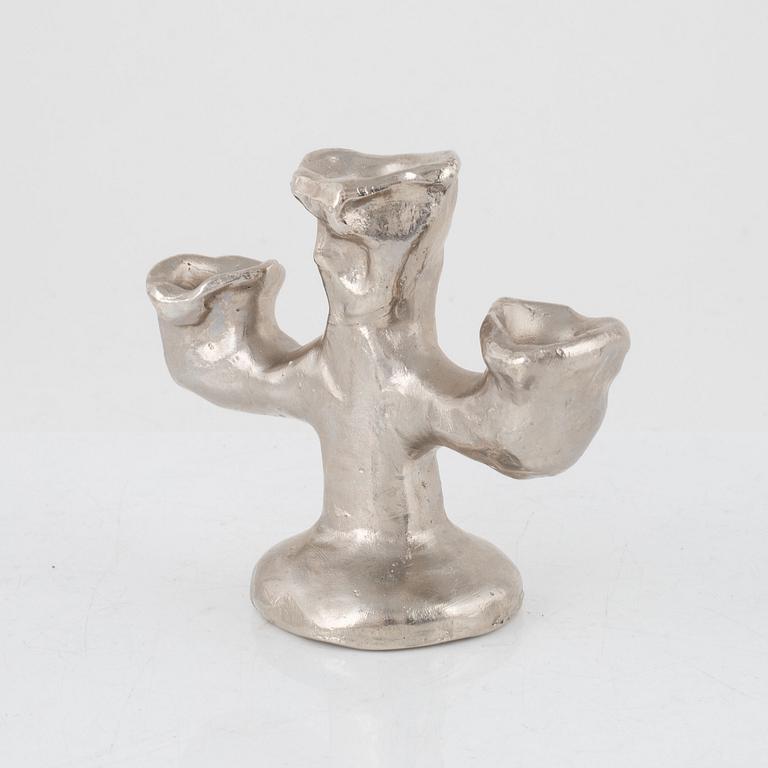 Dan Wolgers, Dan Wolgers, 'Källa (Candle-stick)'. Candelabrum for three candles in silver-plated bronze, 200...