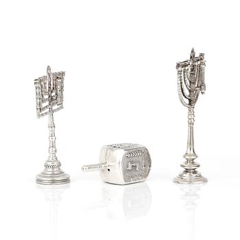 PARTI JUDAICA, 3 delar silver, 1900-tal. Vikt ca 52g.