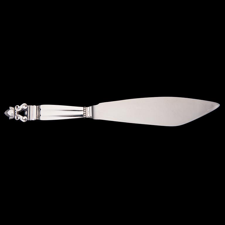 A Danish sterling silver cake server for Georg Jensen, 'Konge/Acorn', Swedish control marks. Steel blade.