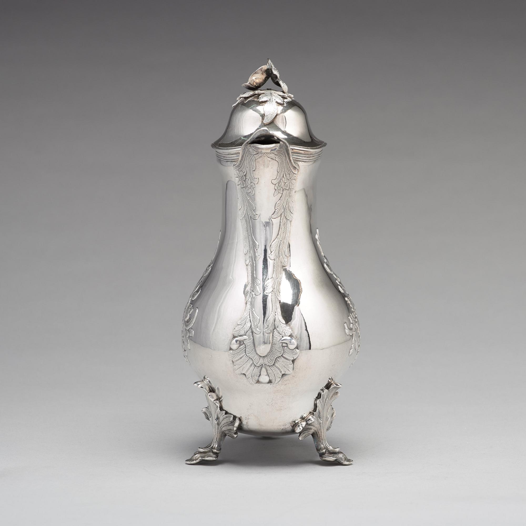 Peter Ohlijn, kaffekanna, silver Karlskrona 1780. Rokoko.
