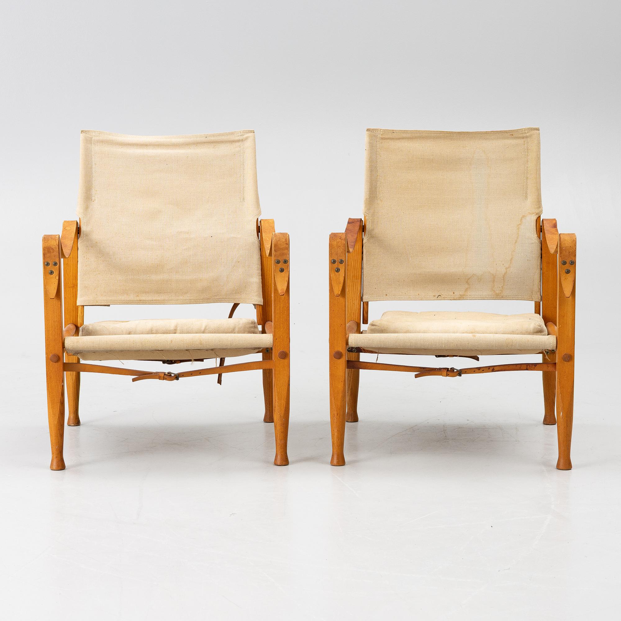 Kaare Klint, a pair of 'Safari Chair', Rud. Rasmussens Snedkerier, Denmark.