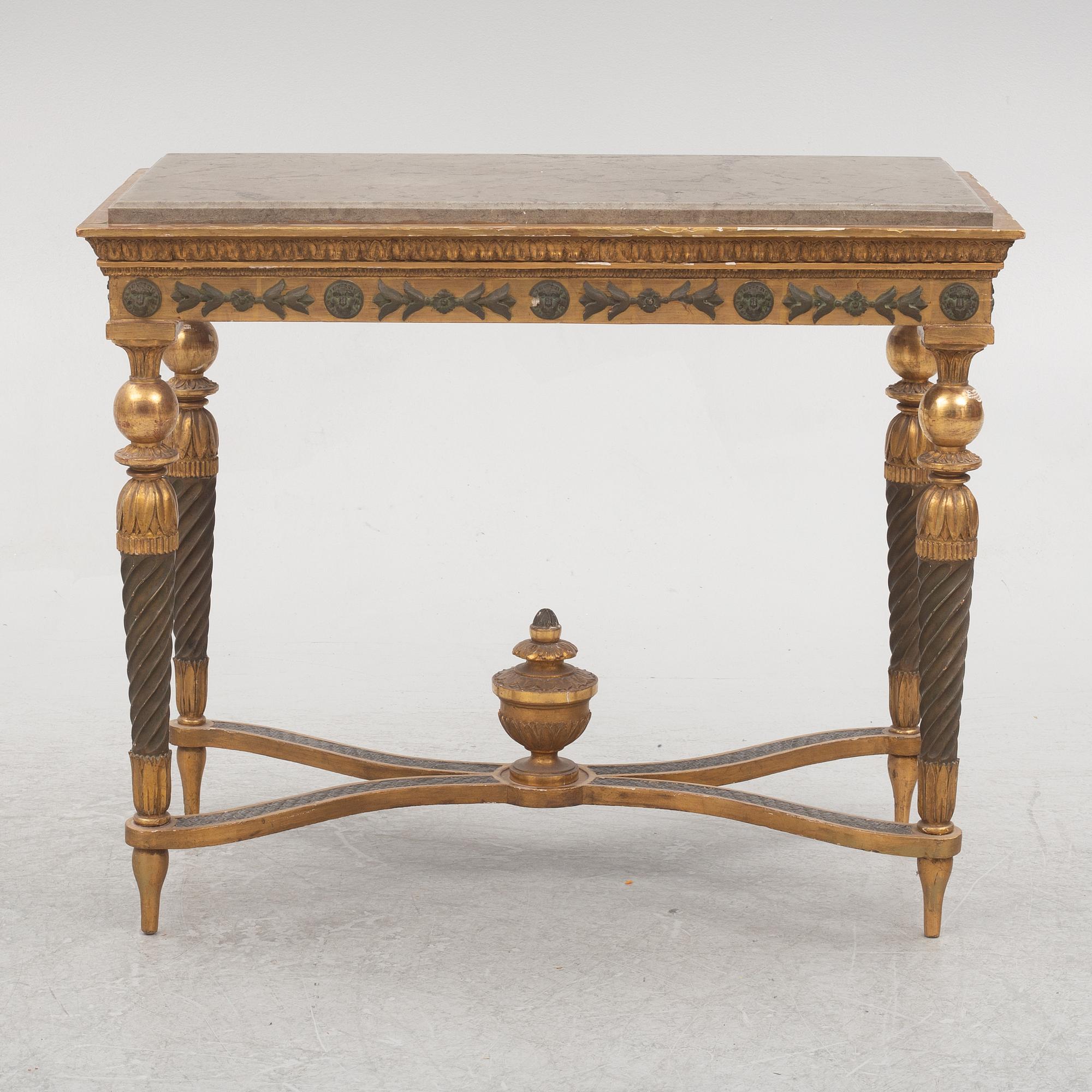 A late Gustavian-style giltwood 'table de milieu', late 19th century.
