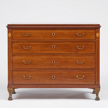 A late Gustavian mahogany writing commode in the manner of I. Löfgren, Stockholm circa 1800.