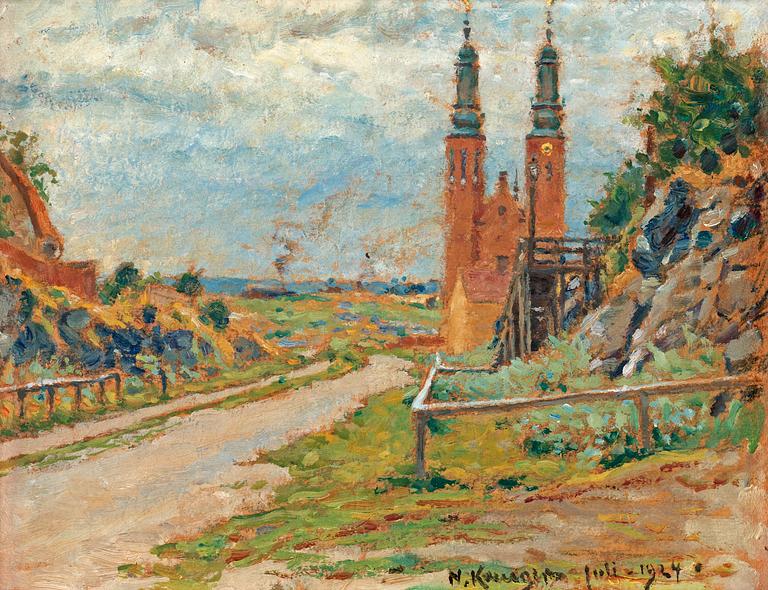 Nils Kreuger, "Lundagatan" (Lunda street with a view over the Högalid church).