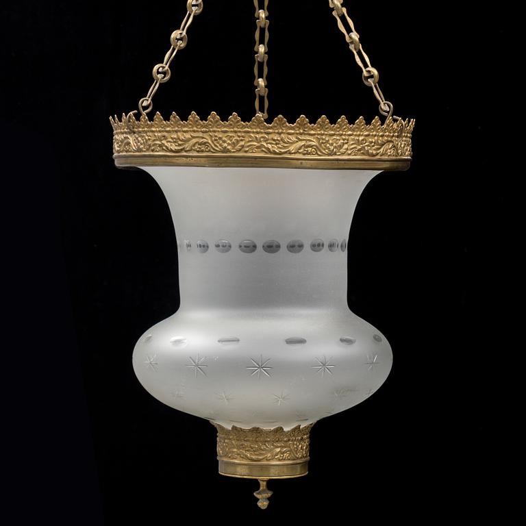 An empire ceiling light, early part of the 19t century.