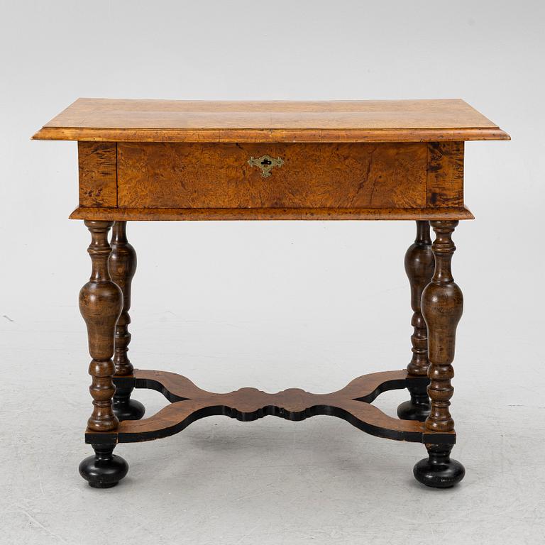 A Swedish late Baroque burr-alder table, first part 18th century.