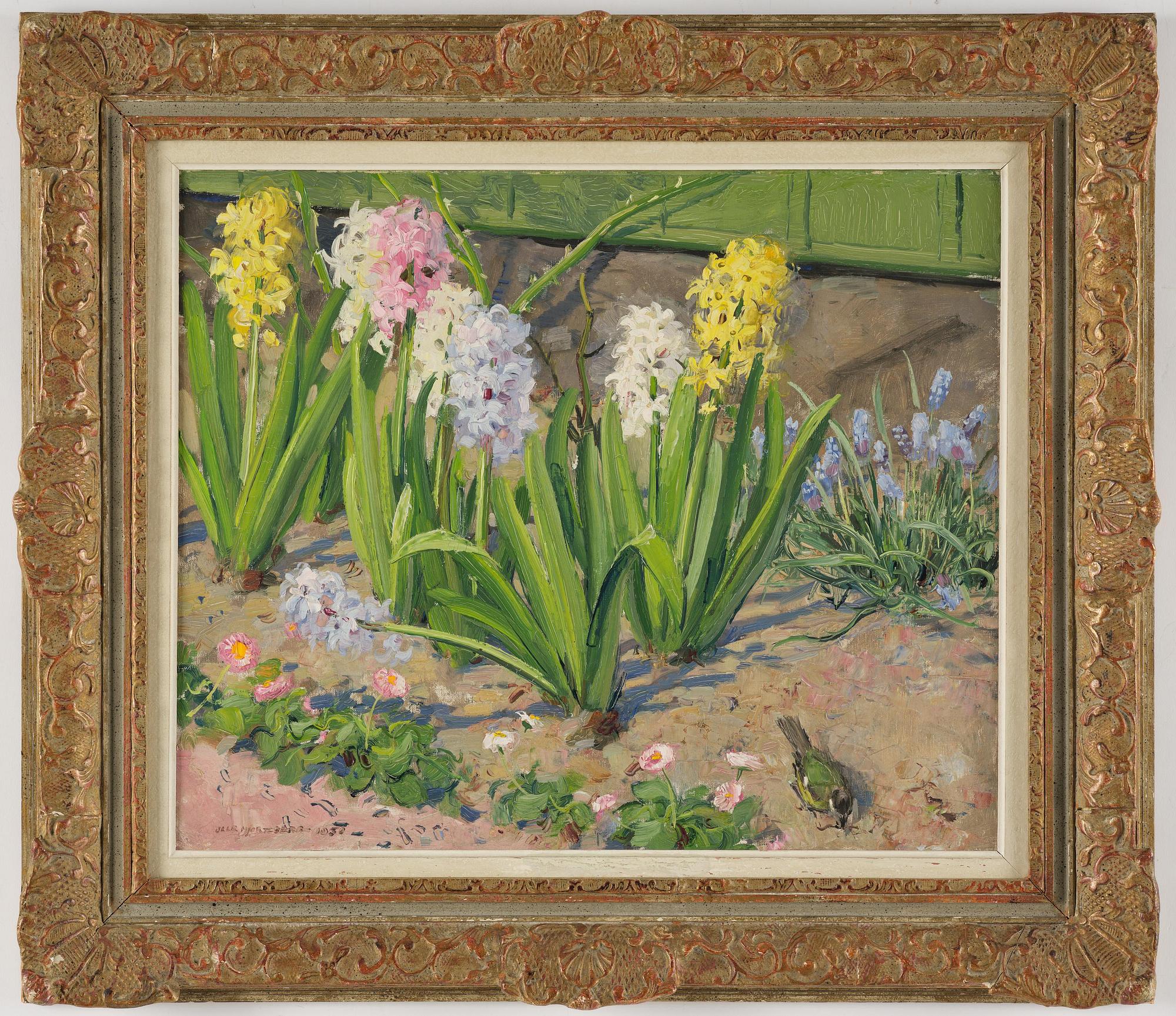 Olle Hjortzberg, Hyacinths and Greenfinch.