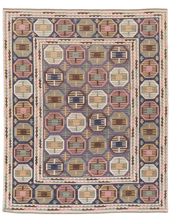 Märta Måås-Fjetterström, a carpet, 'Dukater', flat weave, c. 315 x 250 cm, signed AB MMF.