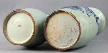 GOLVURNOR, 2 st, porslin, Kina, 1800-tal.