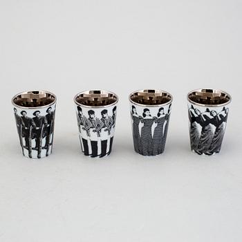 ÅSA LINDSTRÖM, snapsglas,4 st, porslin, Rörstrand, 2000-tal.