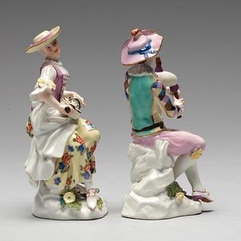 FIGURINER, ett par, porslin. Meissen, 1700-tal.