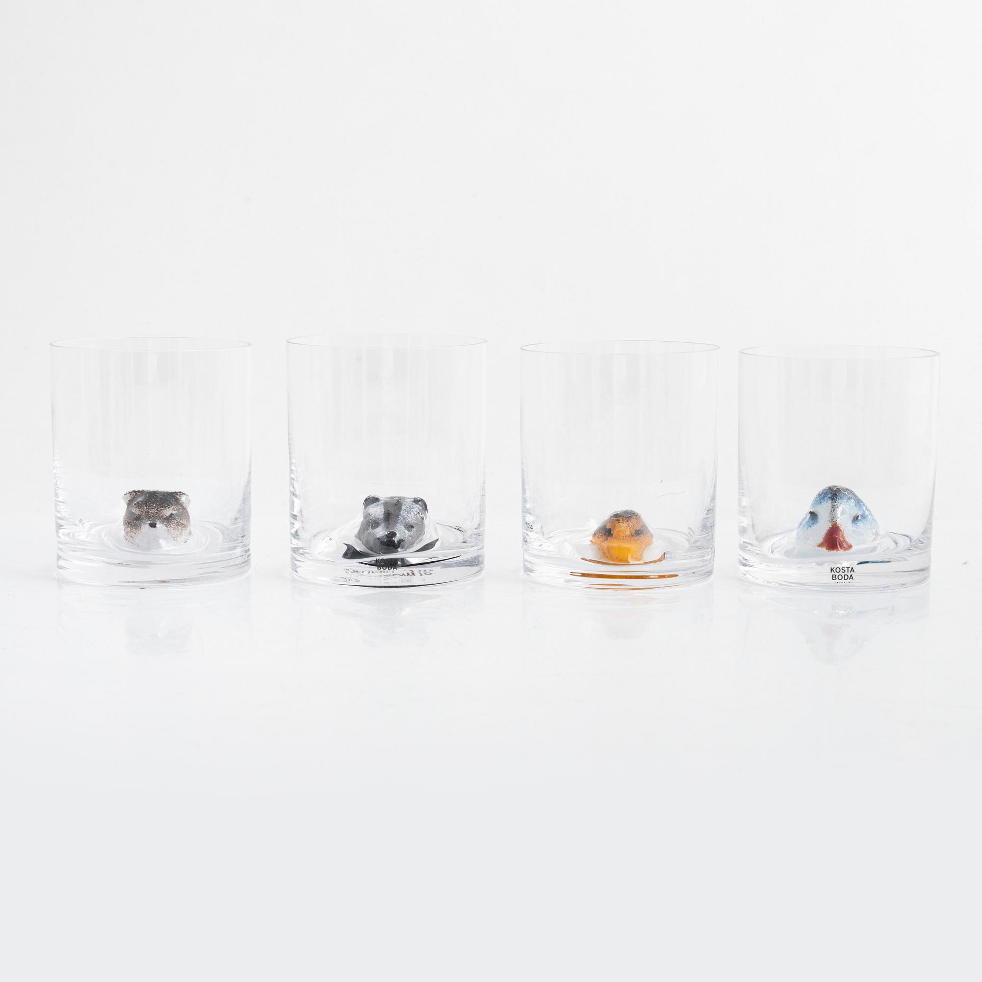 Ernst Billgren, glas, 8 st, New Friends, Kosta Boda.