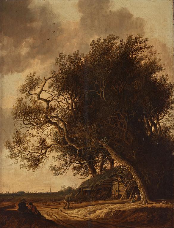 Jan Jacobsz. van der Croos, Landscape with figures outside a cottage.