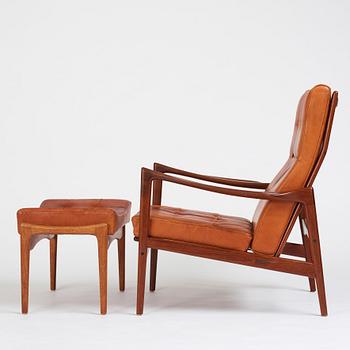 Ib Kofod-Larsen, a "Örenäs" easy chair with ottoman, Olof Perssons Fåtöljindustri (OPE), Sweden, 1960's.