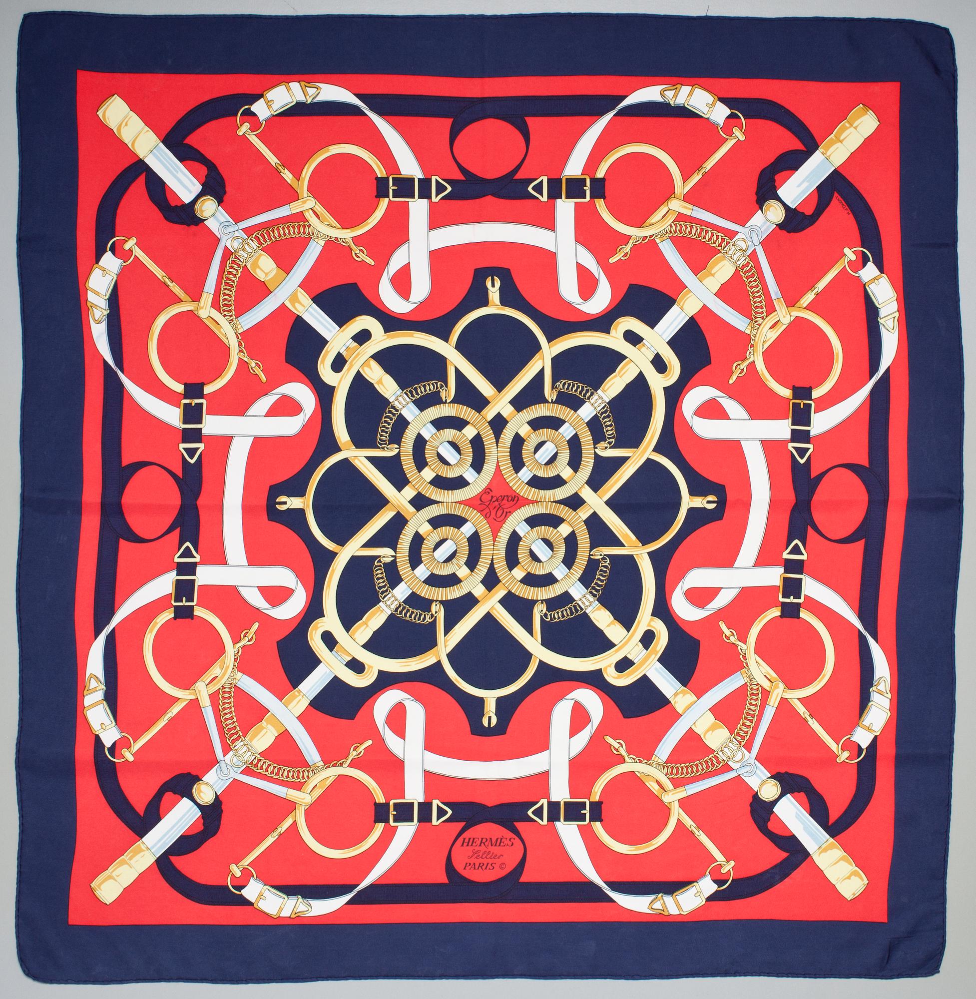 HERMÈS, scarf, "Eperon d'Or".