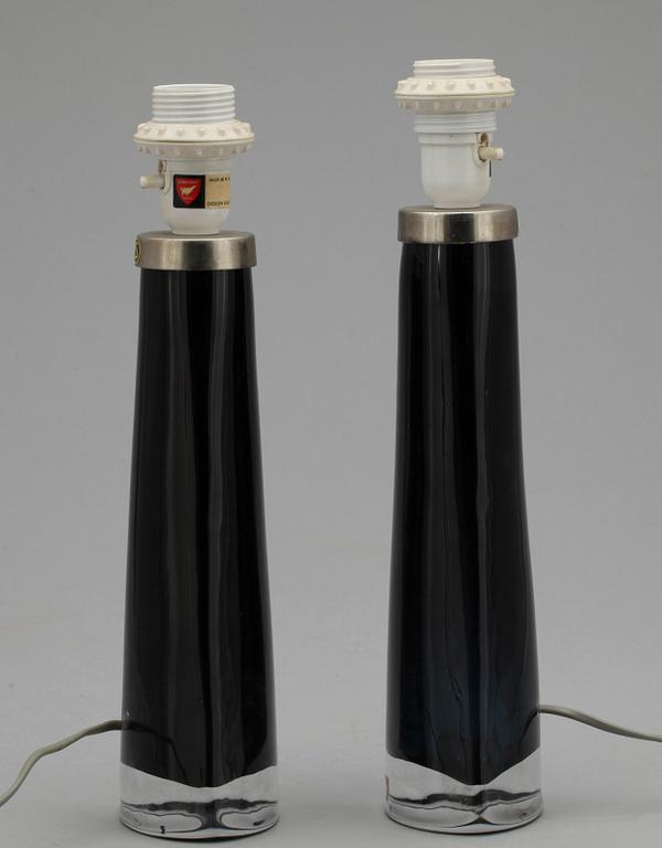 BORDSLAMPOR, 2 st snarlika, glas, Carl Fagerlund Orrefors.