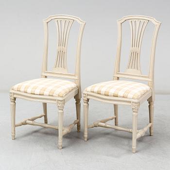 A set of five Gustavian style chairs, second half of the 20th century.