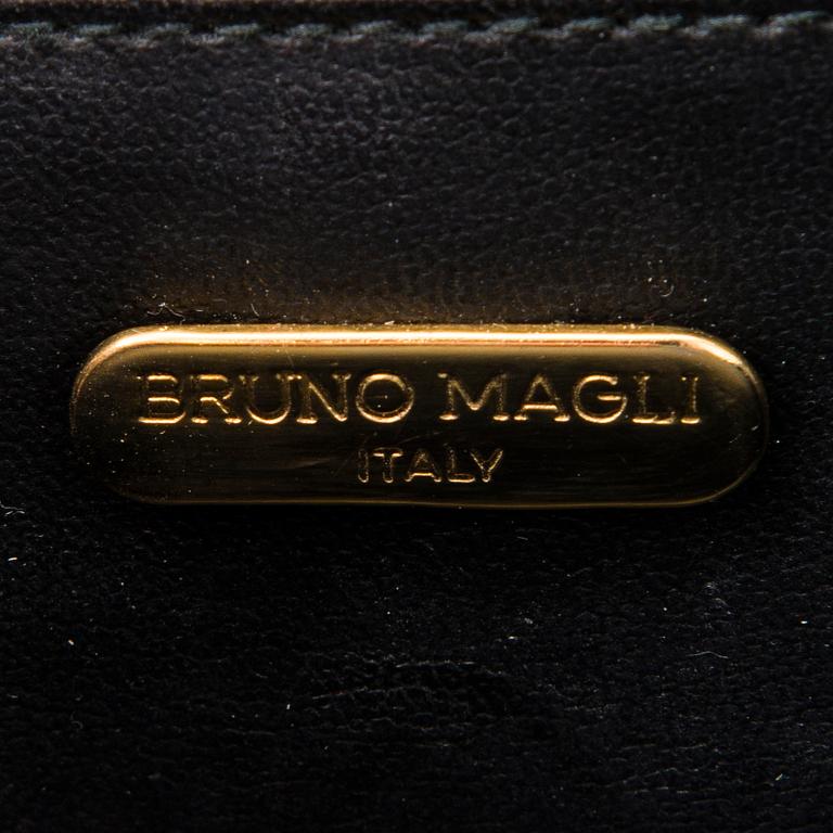 Bruno Magli Vintage Black Croco Patent Leather Shoulder Bag.