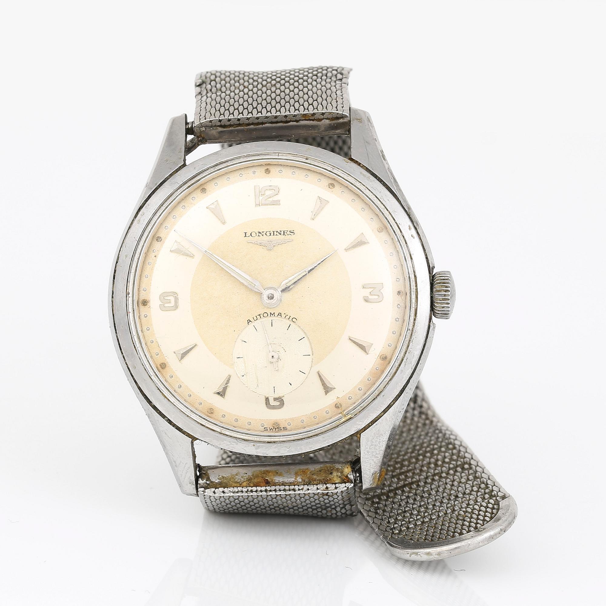 ARMBANDSUR, rostfri stål, Longines 'Automatic', omkring 1900-talets mitt.