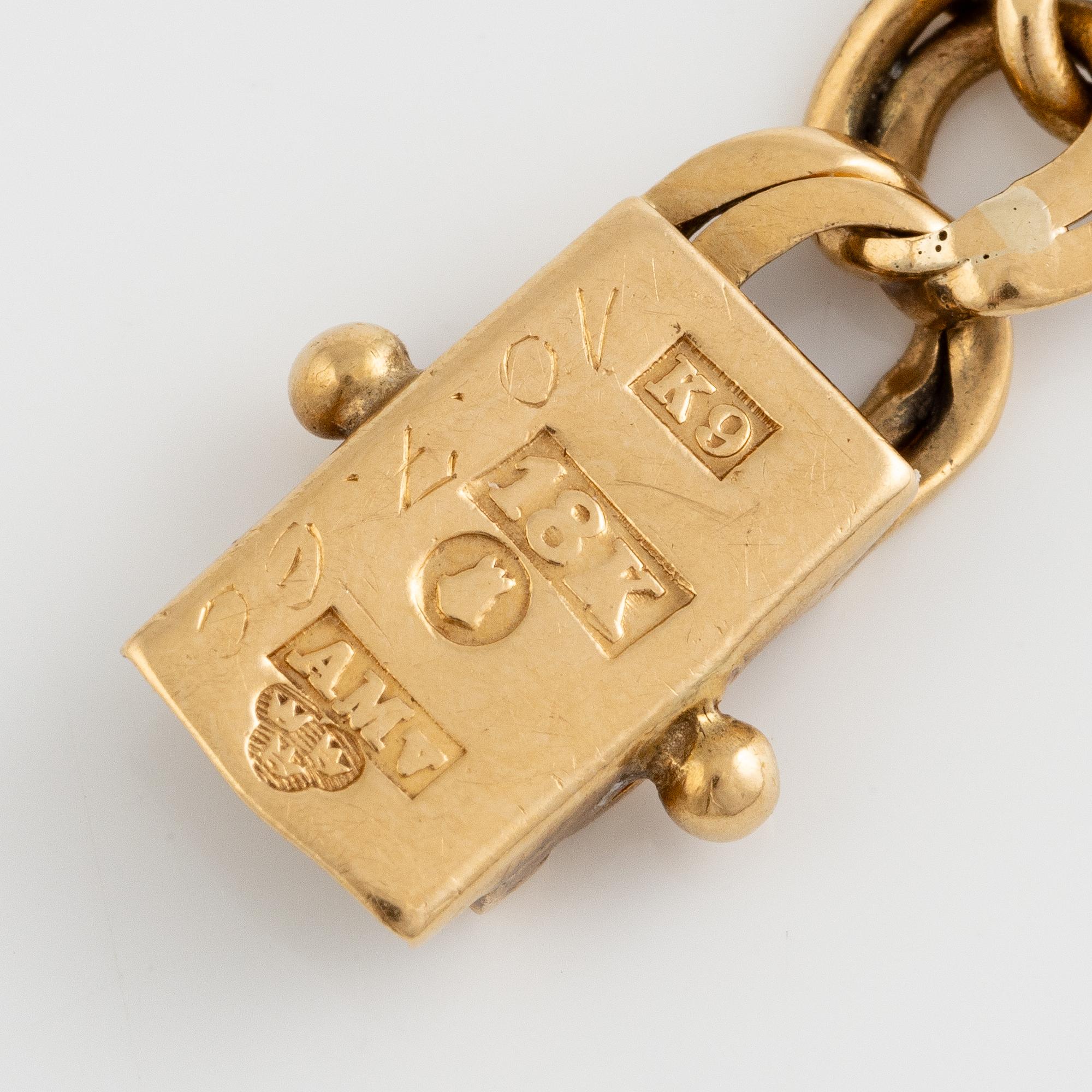 Bracelet and neck chain/watch chain, 18K gold.