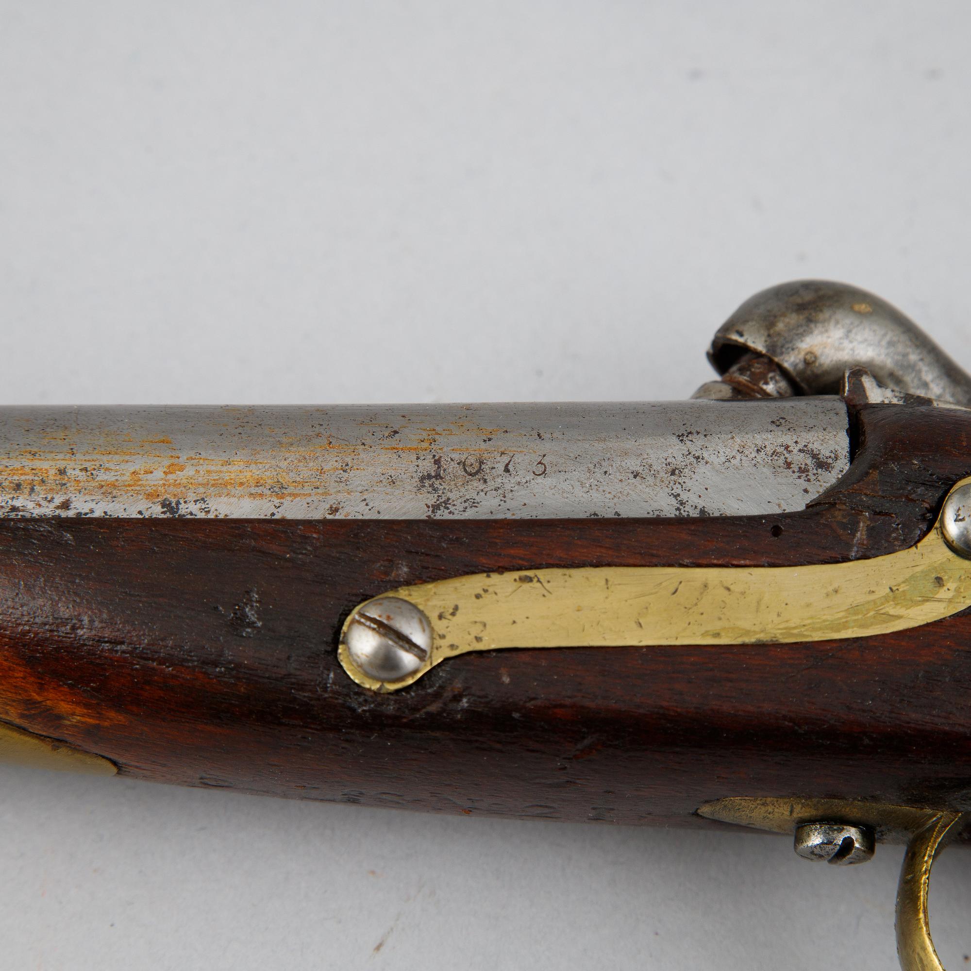 A rifled Swedish percussion pistol,  1850 pattern.