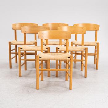 Børge Mogensen, a set of six model 'J39' oak chairs, FDB Møbler, Denmark.