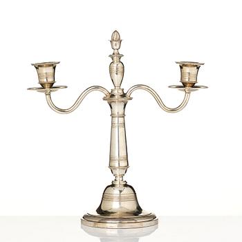 A two-light candelabrum, 800/1000 silver, Germany, 20th century.