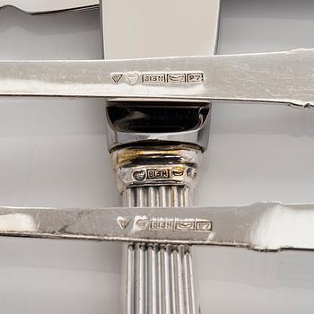 Mauno Honkanen, bestickuppsättning, 16 delar, silver, "Tähkä", Tillander, Helsingfors 1967-68.