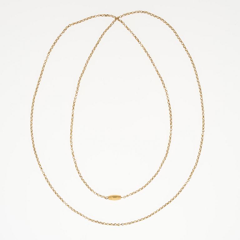 GULDKEDJA, 18K guld, Gustaf Adolf Wichman Helsingfors 1839. Handtillverkad. Vikt 18 g.