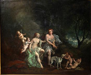 OKÄND KONSTNÄR, olja på dubblerad duk, 1700/1800-tal.