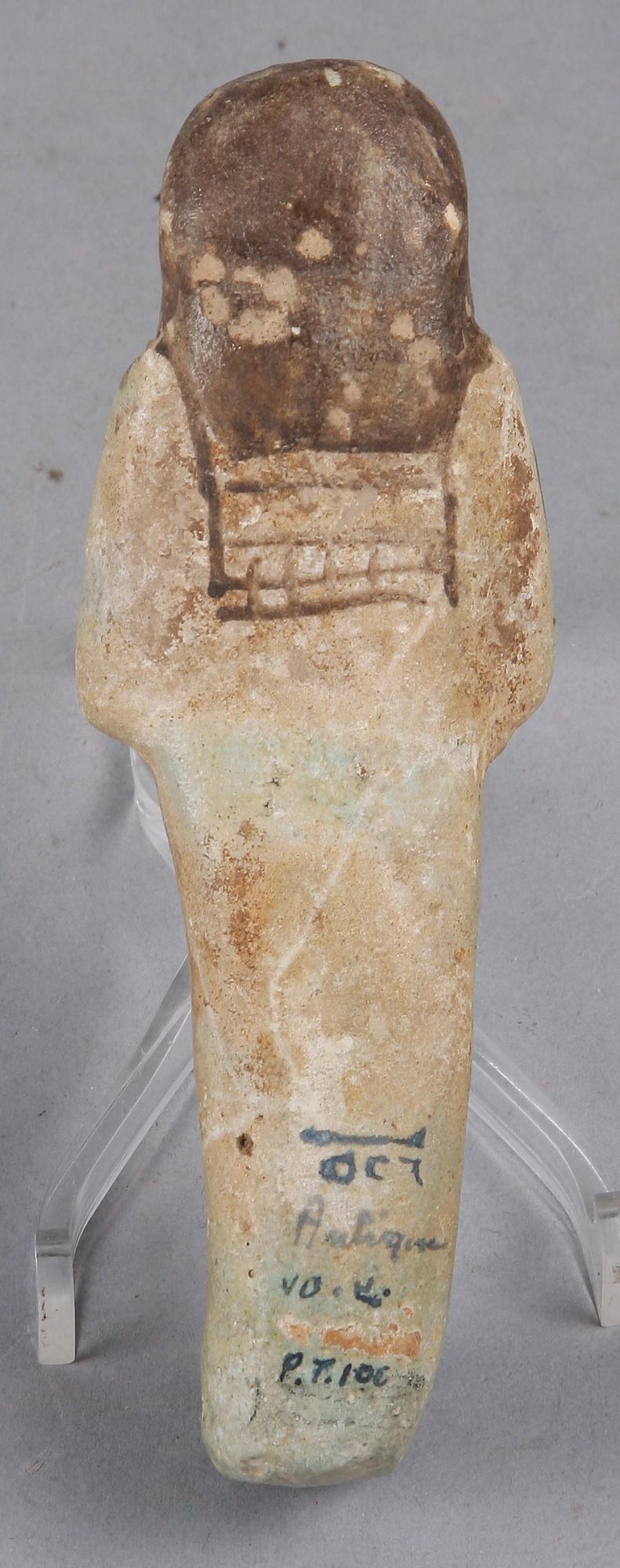 USHABTI, fajans, troligen forntida och Nya riket, Egypten 1550-1070 f Kr.