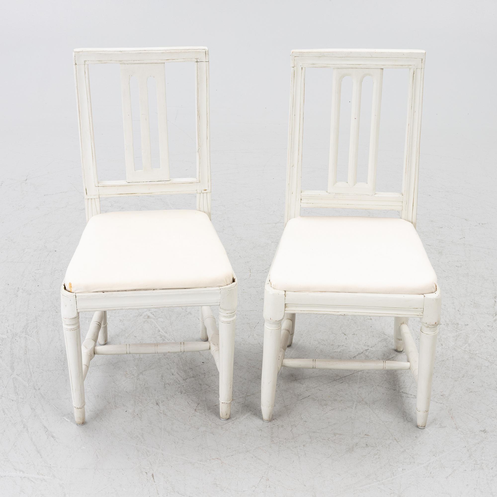 Six Gustavian chairs, late 18th century.