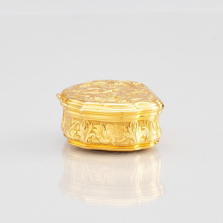 Frantz Bergs, dosa, guld, (verksam i Stockholm 1725-1777), 1700-talets mitt. Rokoko.
