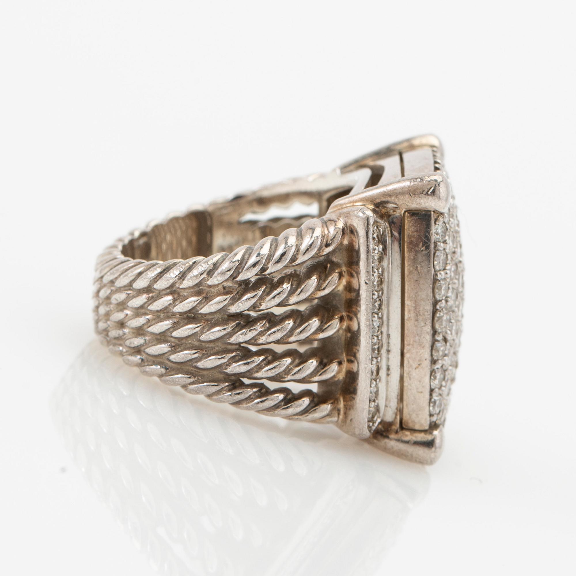 David Yurman, ring, silver och briljantslipade diamanter.