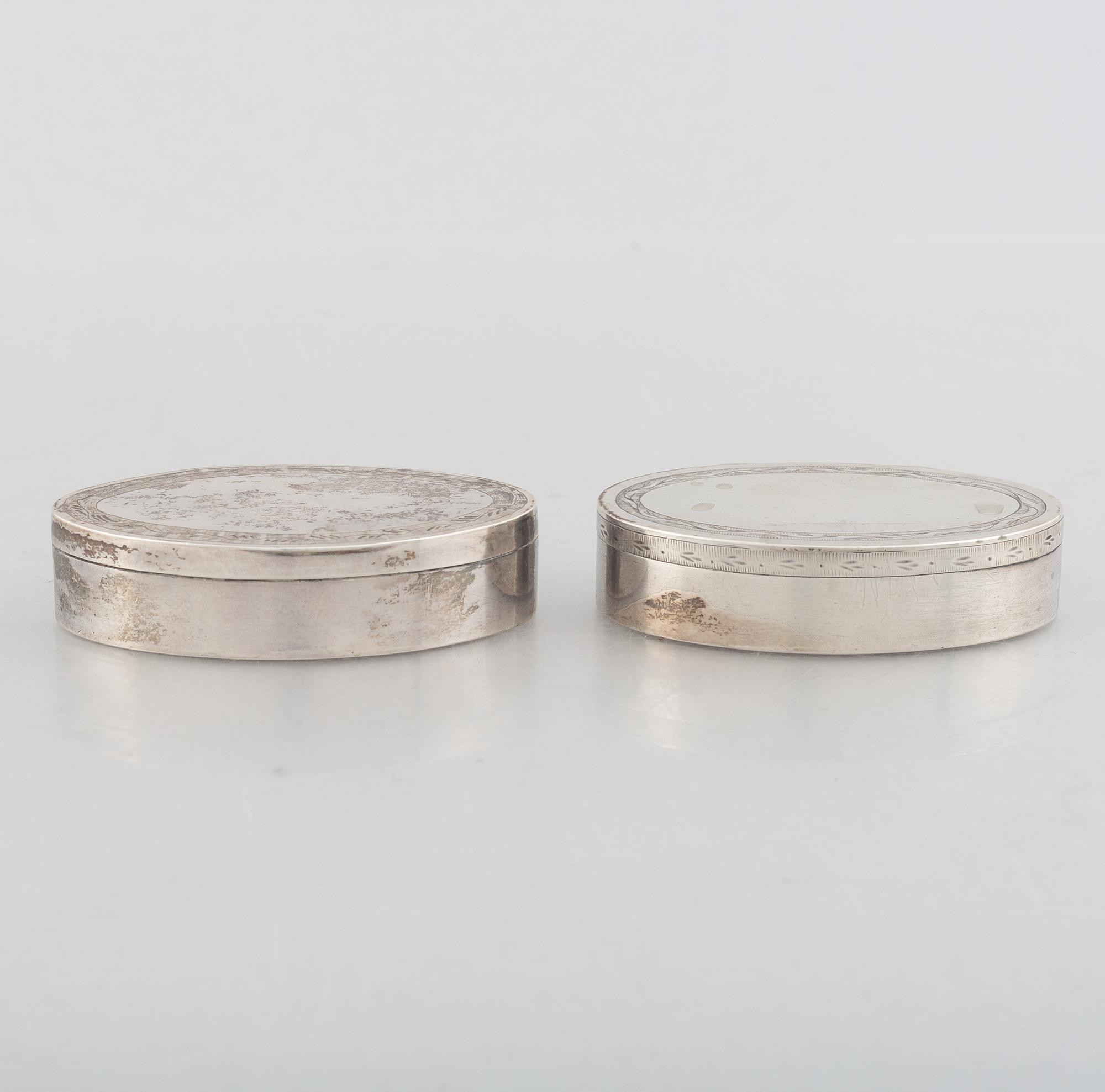 Two Swedish Silver Boxes, first half of the 19th Century.