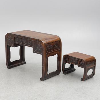 Desk with stool, China, 20th century.