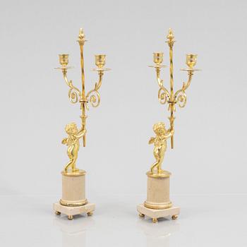 A pair of Candelabra, Empire style, late 20th century.