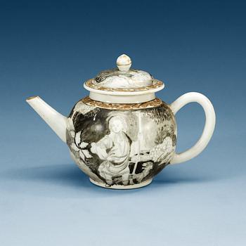 1461. An 'European Subject' grisaille tea pot with cover, Qing dynasty, Qianlong (1736-95).