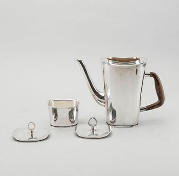 A 3 part 1960's GAB silver tea- and coffee set. Weight app. 1200 grams.