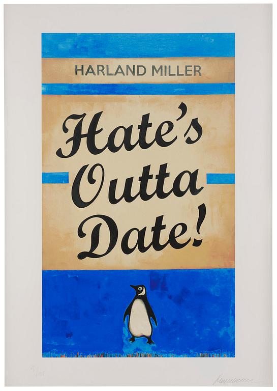 Harland Miller, "Hate's Outta Date (Blue)".