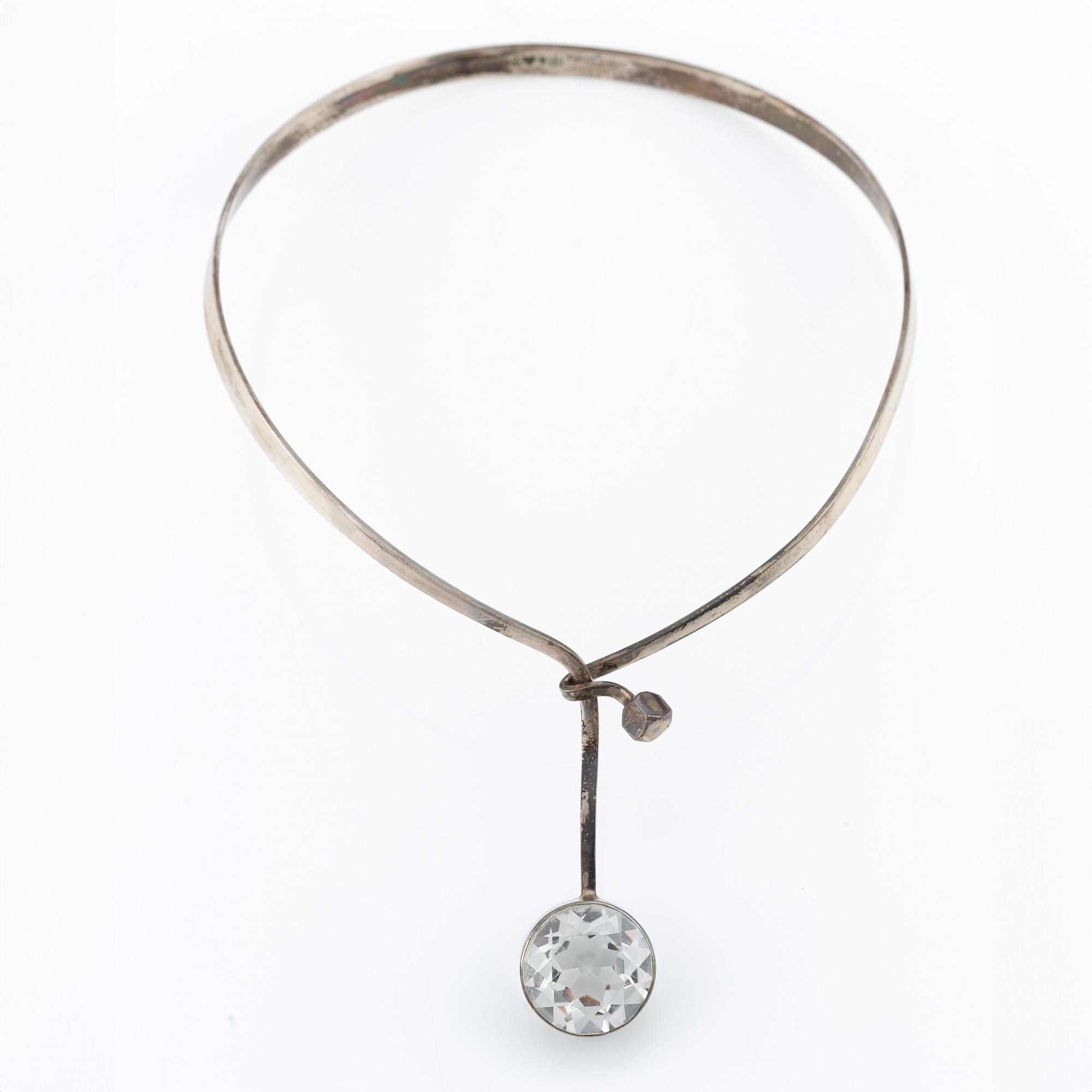 Necklace, bracelet, and a ring, silver with rock crystal, including pieces by Gert Thysell.