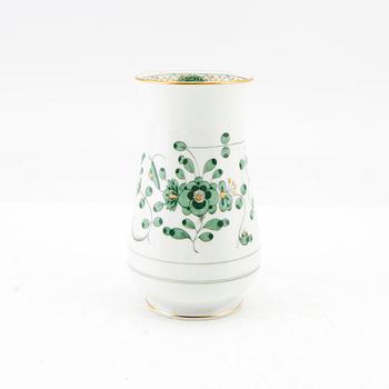 Service 14 pcs "Indische Malerei Grün", Meissen 20th century porcelain.