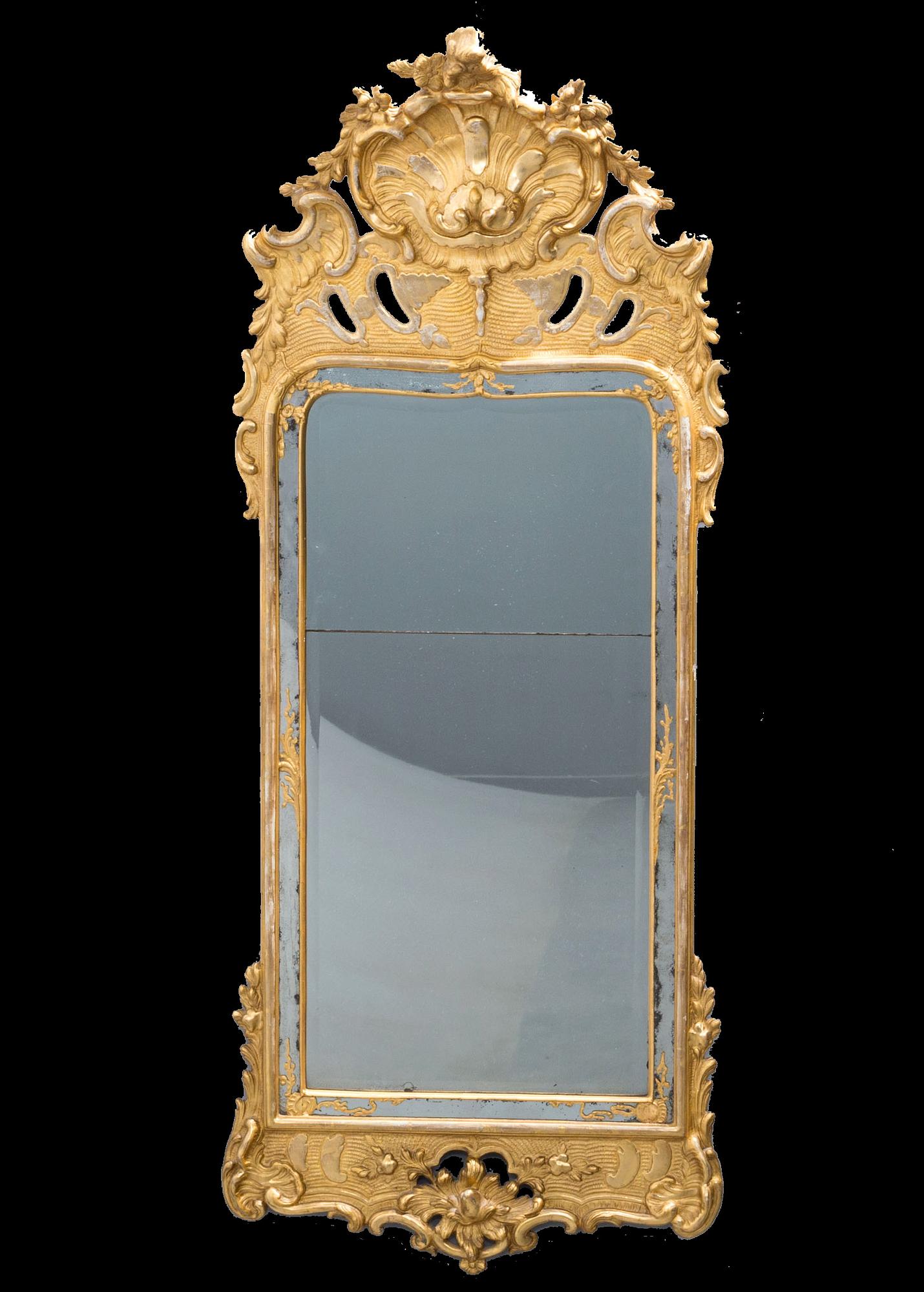 SPEGEL. Stockholmsarbete, daterad 1763 . Rokoko.