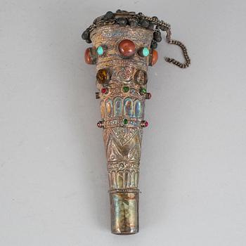 An inlaid silver pipe. presumably India, early 20th century.