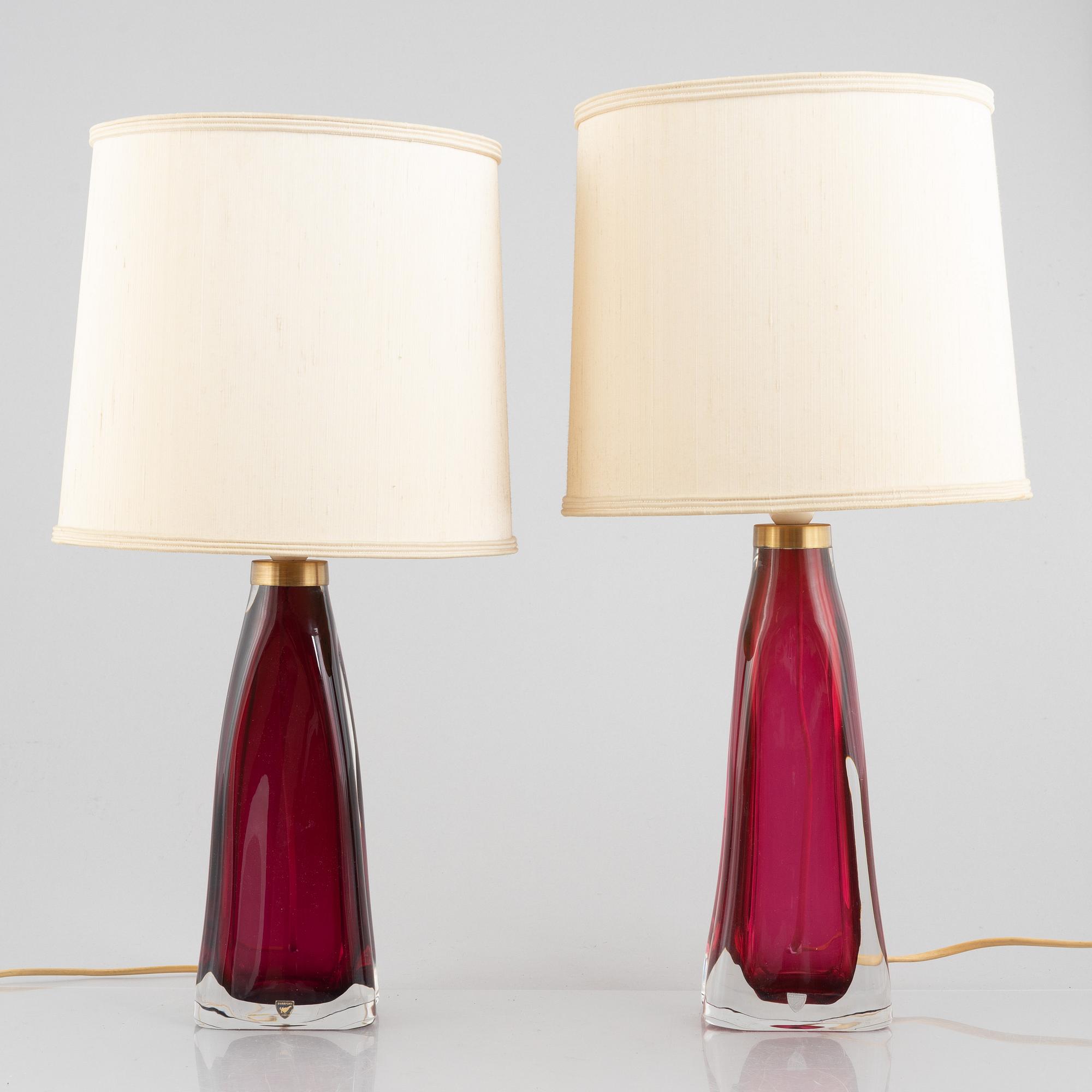 Carl Fagerlund, a pair of table lamps, Orrefors.