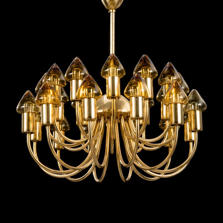 HANS-AGNE JAKOBSSON, A brass chandelier, model T 808, Markaryd, Sweden, late 20th Century.