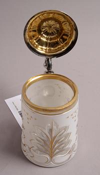 DRYCKESPOKAL med LOCK, glas och silver, Böhmen.