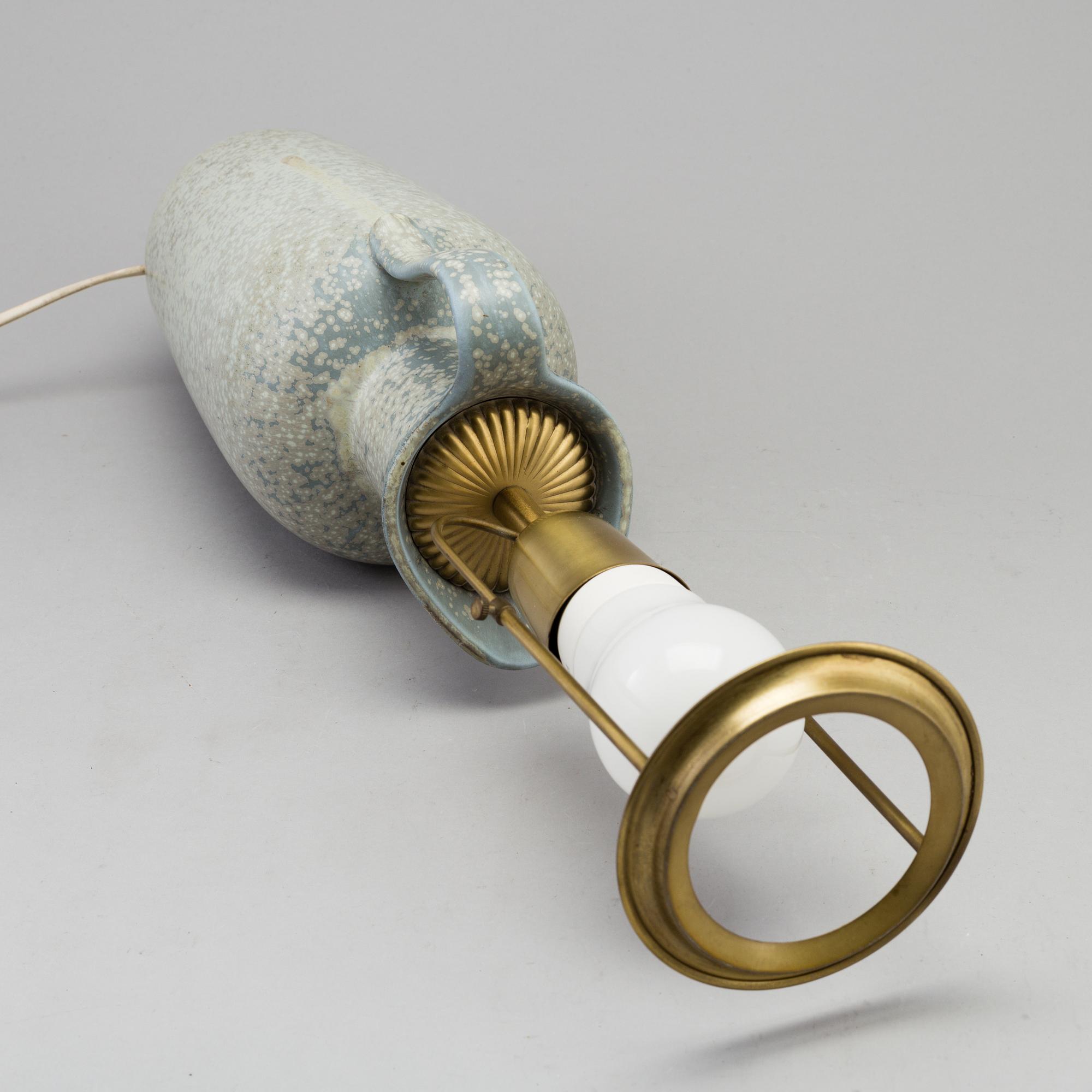 A 1960's stoneware table lamp/Jug, by GUnnar Nylund, Rörstrand.