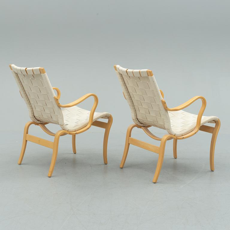 A pair of second half of the 20th century 'Mina' armchairs by Bruno Mathsson.